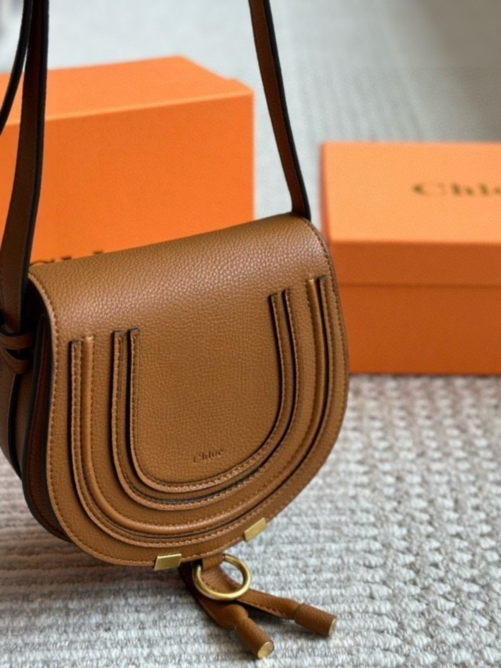 Chloé Small Marcie Saddle Bag in Tan